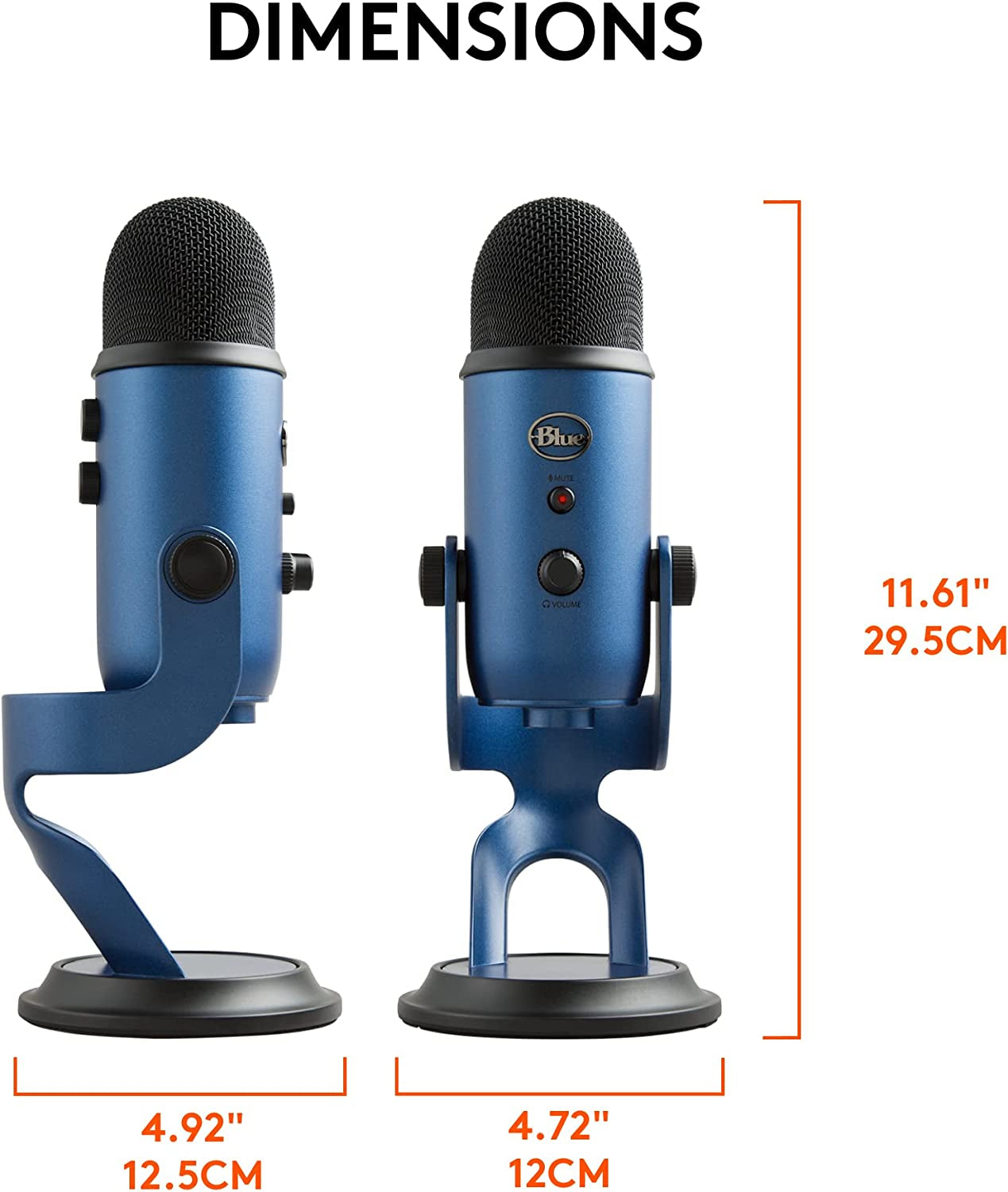 Logitech for Creators Yeti USB Microphone for Gaming, Streaming, Podcasting, Twitch, Youtube, Discord, Recording for PC and Mac, 4 Polar Patterns, Studio Quality Sound, Plug & Play-Midnight