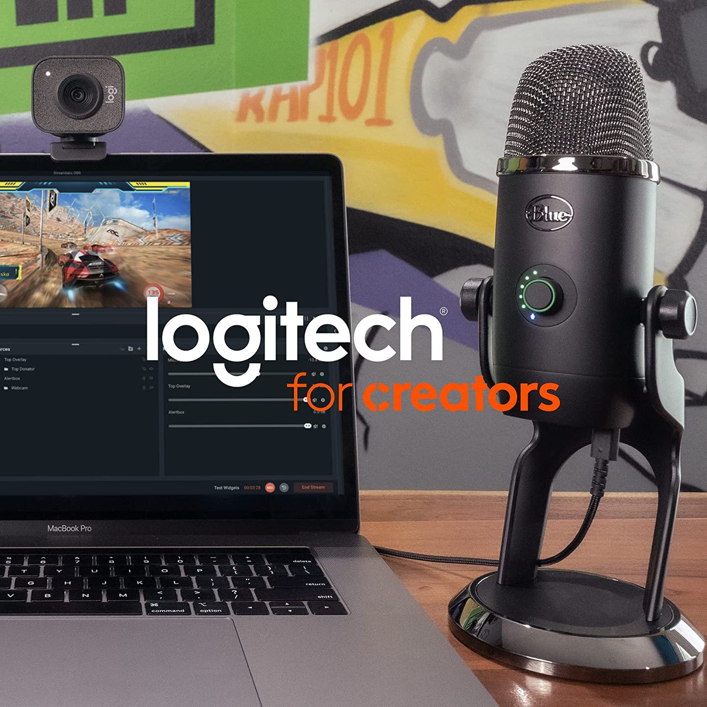 Logitech for Creators Yeti USB Microphone for Gaming, Streaming, Podcasting, Twitch, Youtube, Discord, Recording for PC and Mac, 4 Polar Patterns, Studio Quality Sound, Plug & Play-Midnight